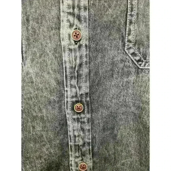 Men’s Large N1 Flag, Skull, Wings Distressed 2 Pocket Button Up Short Sleeve - Picture 8 of 15